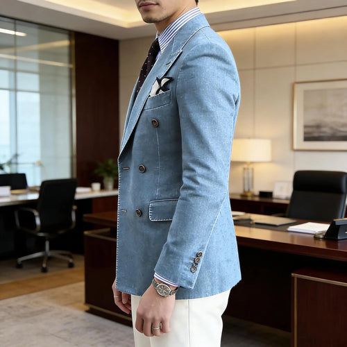 Blazer en Jean Homme Croisé – CLEVI Paris