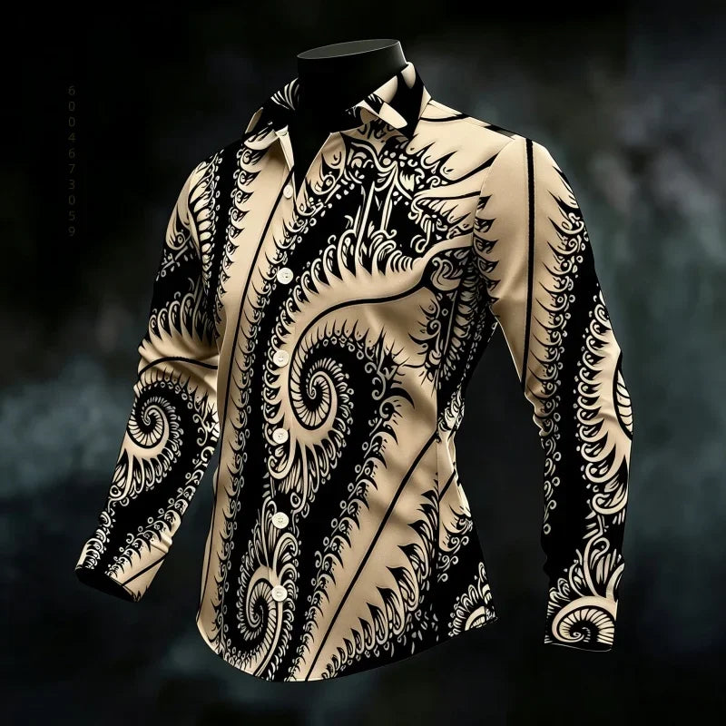 Chemise Homme Imprimée à Manches Longues – CLEVI Paris