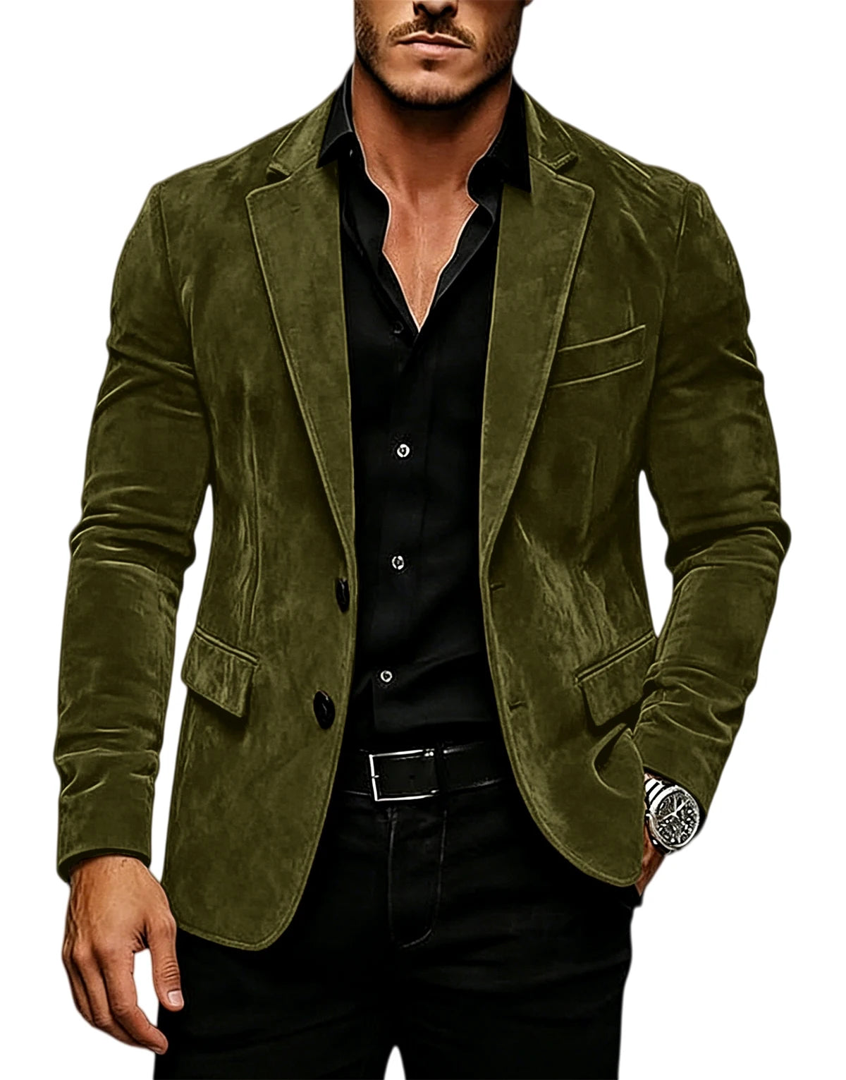 Blazer en daim vintage pour homme, coupe ajustée, 2 boutons, revers cranté, veste de costume décontractée, smoking formel pour affaires, mariage, fête, usage quotidien
