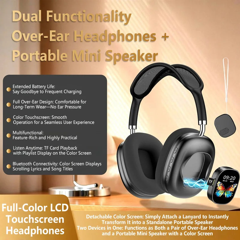 Casque Bluetooth 2-en-1 Écran Tactile & Mini Enceinte – CLEVI Paris