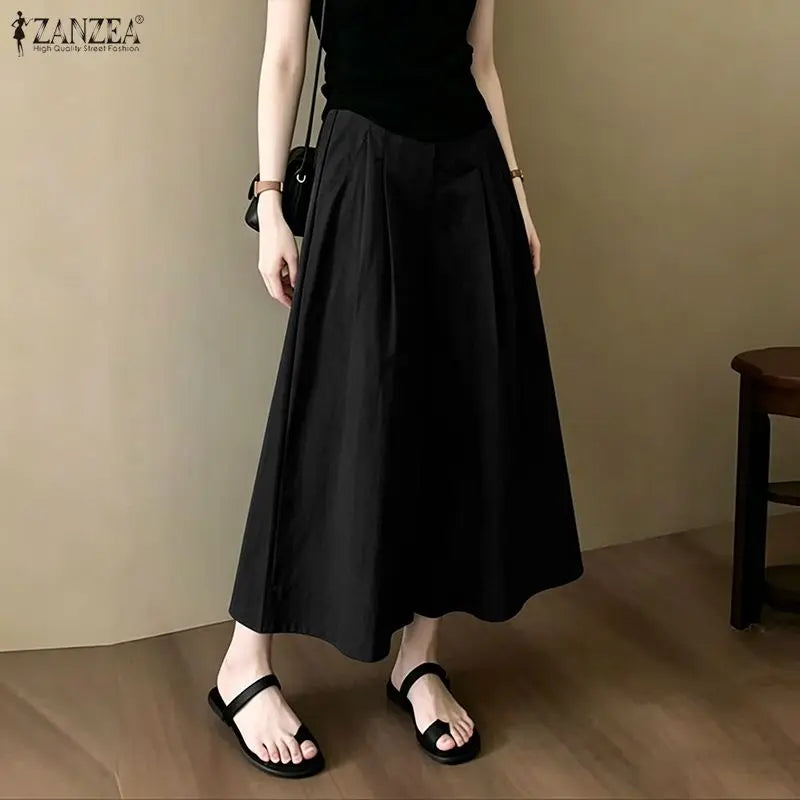 Pantalon Femme Jambe Large Plissé Taille Élastique Casual Bohème Cheville – CLEVI Paris