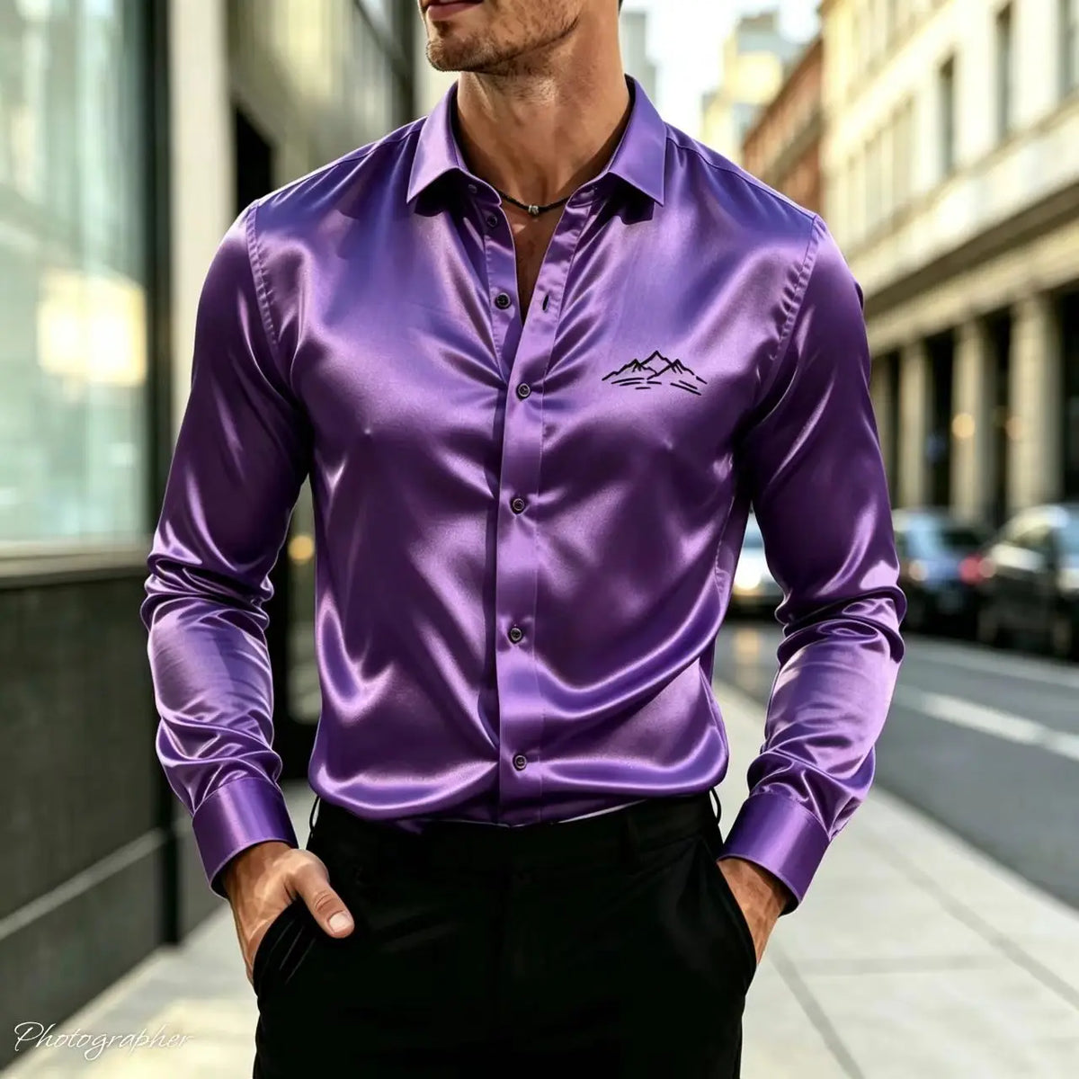 Chemise homme imprimé montagne noire – CLEVI Paris