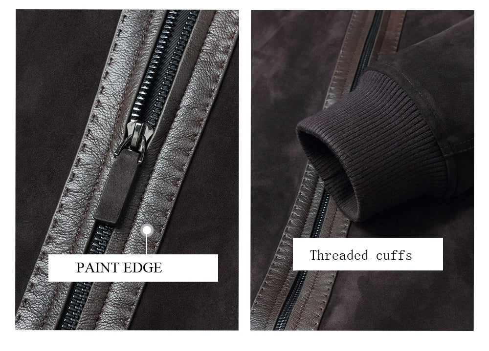 Veste homme en cuir suédé marron café – CLEVI Paris