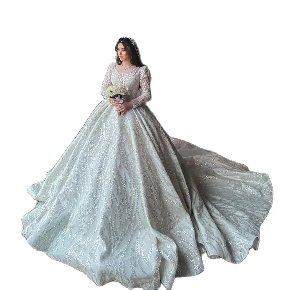 Robe de mariée en tulle robe de bal à col rond – CLEVI Paris