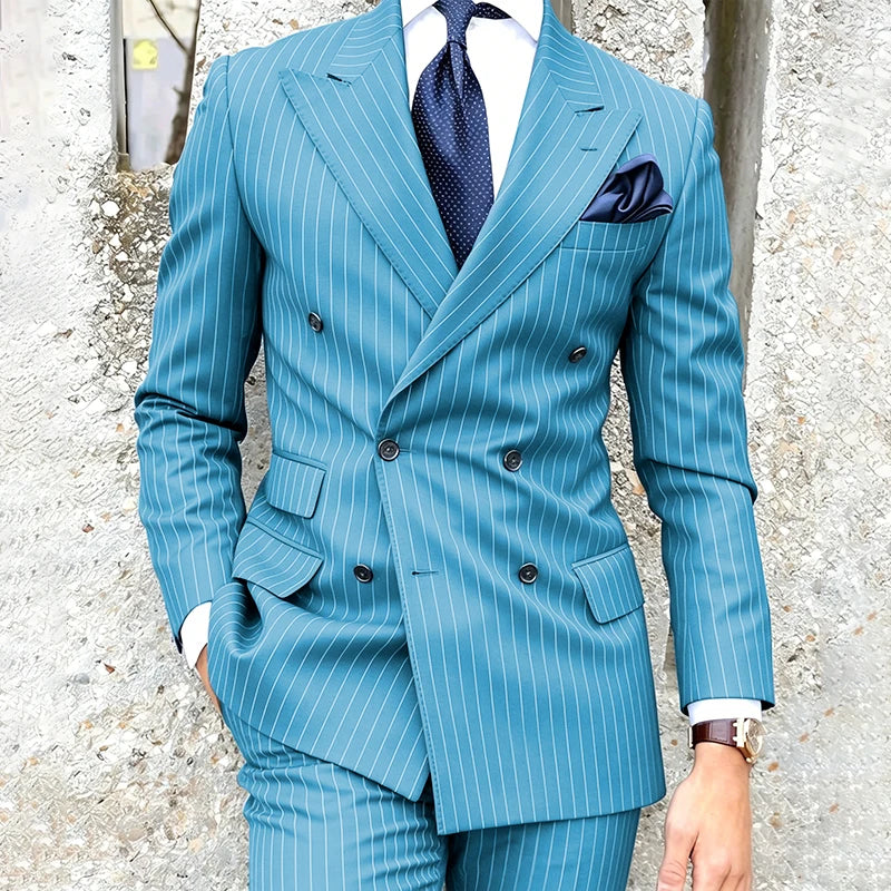 Costume 2 Pièces Homme Double Boutonnage Revers Pointu Slim Fit – CLEVI Paris