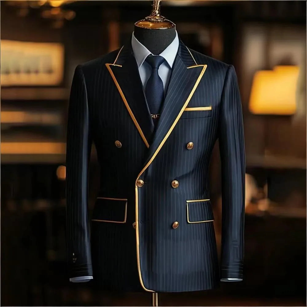 Blazer Croisé Homme Rayures Fines – CLEVI Paris
