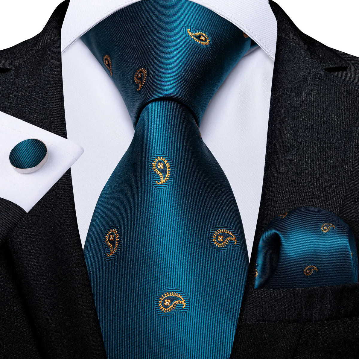 Coffret cravate homme paisley, pochette et boutons – CLEVI Paris
