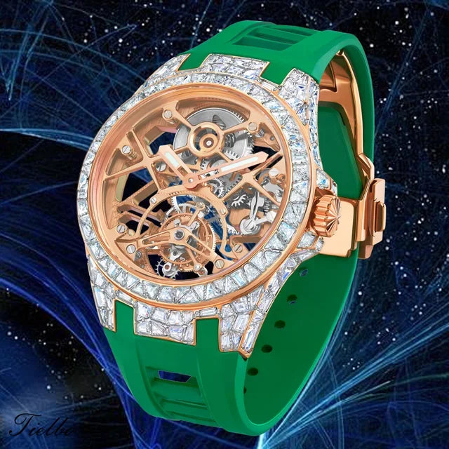 Montre Tourbillon Volant Cristaux Squelette Unisexe – CLEVI Paris