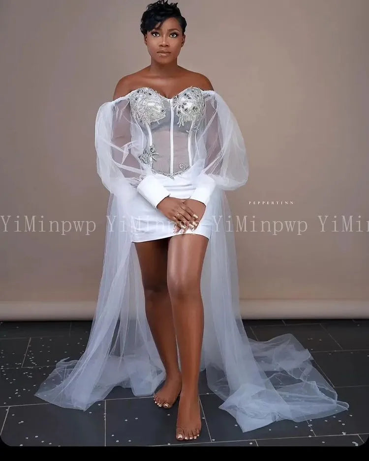 Robe de mariée courte à cristaux – CLEVI Paris