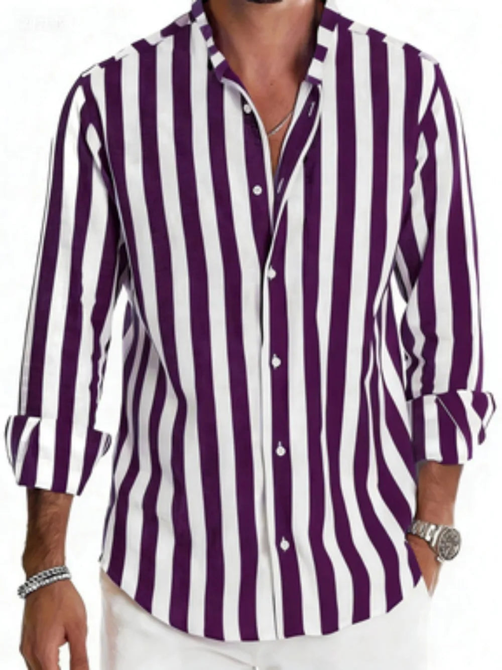 Chemise homme rayée à manches longues – CLEVI Paris