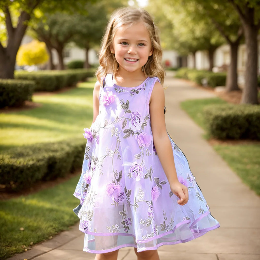 Robe fille bohème à fleurs sans manches – CLEVI Paris
