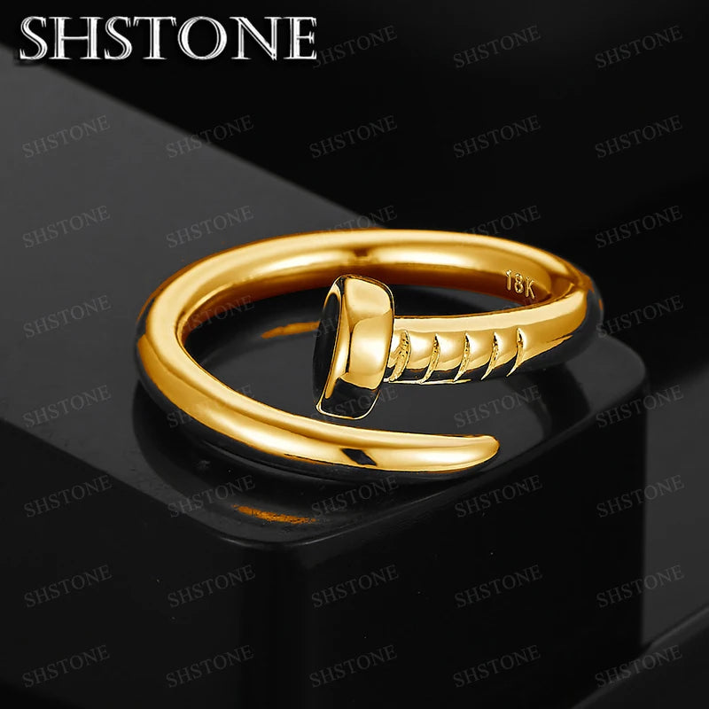 Bague Ajustable Géométrique Dorée ou Argentée – CLEVI Paris