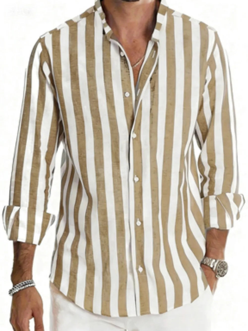 Chemise homme rayée à manches longues – CLEVI Paris