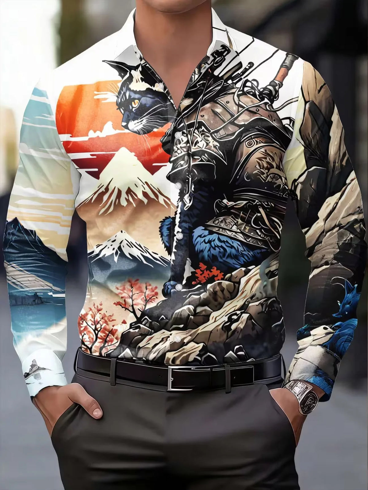 Chemise Homme Imprimée 3D Aigle Flamboyant – CLEVI Paris