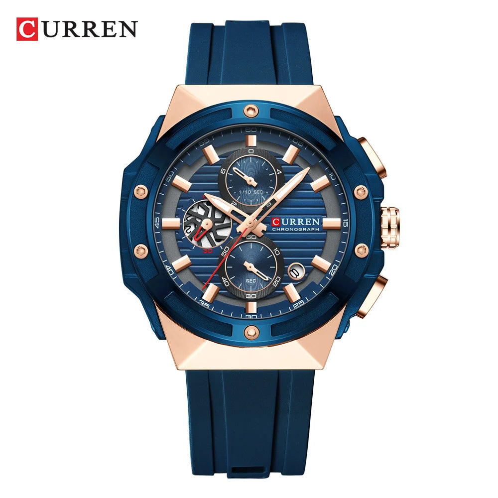CURREN Montre Quartz Homme Chronographe Silicone Lumineux 45mm Sport – CLEVI Paris