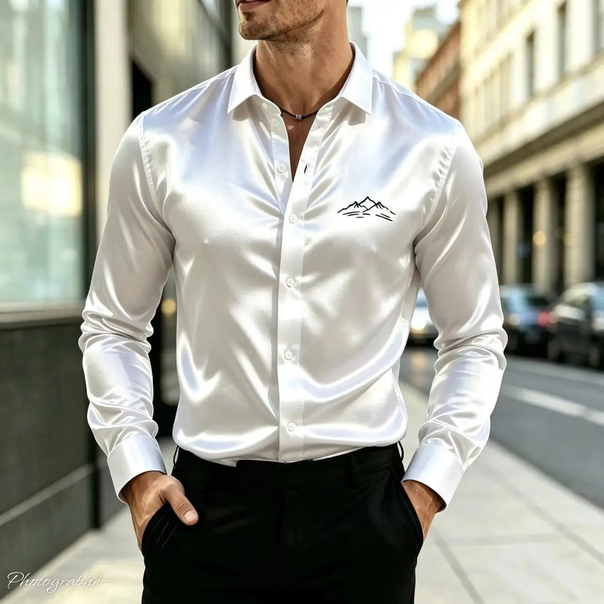 Chemise homme imprimé montagne noire – CLEVI Paris
