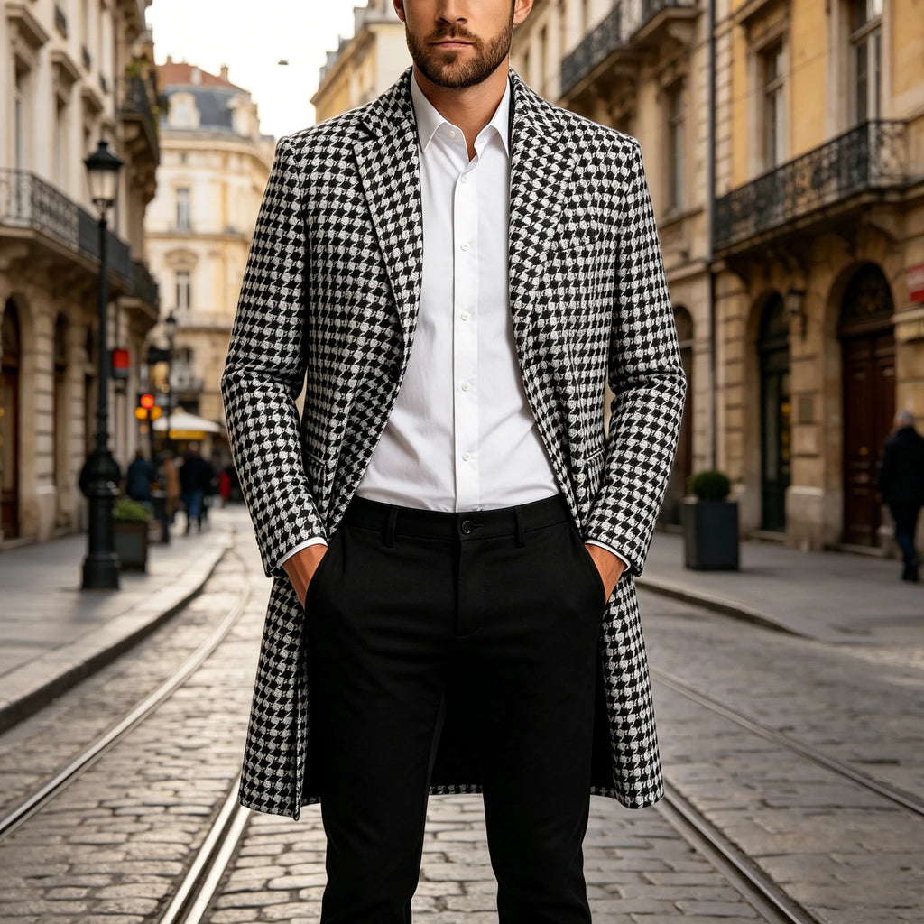 Manteau pied-de-poule homme – CLEVI Paris