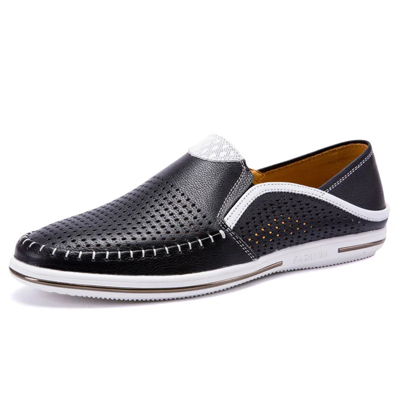 Mocassins Homme Cuir Véritable Ajourés Respirants Imperméables Slip-On Été Casual Conduite 6 Coloris Pointures 38–44 – CLEVI Paris