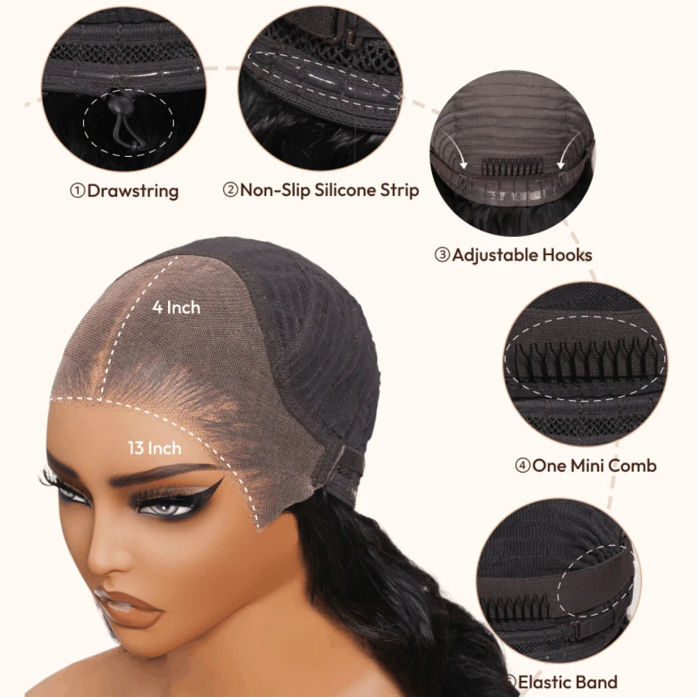 Perruque BOB Wavy Brun Chocolat Reflets Dorés Lace Glueless 100% Cheveux Humains 10-14 Pouces – CLEVI Paris
