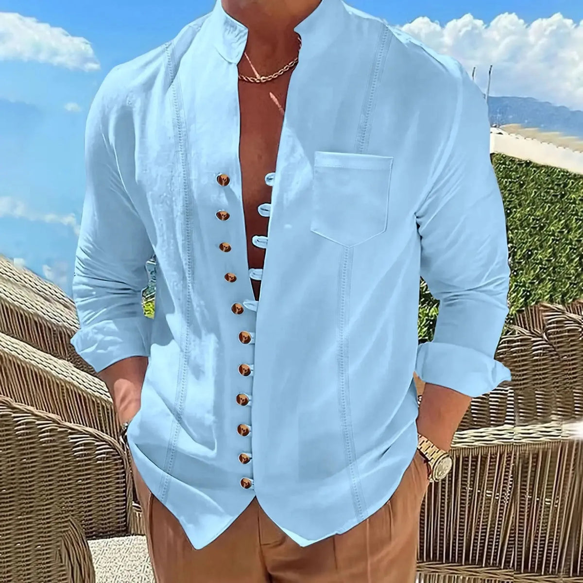Chemise en lin homme manches longues – CLEVI Paris