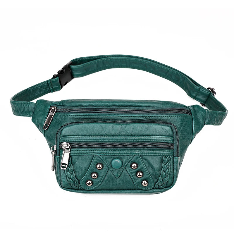 Sac Banane PU Rivets Femme Retro Poitrine Bandoulière 2025 – CLEVI Paris