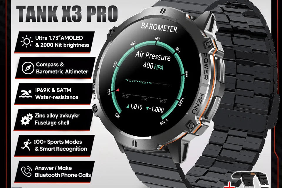 Montre connectée unisexe AMOLED 1,73″ – CLEVI Paris