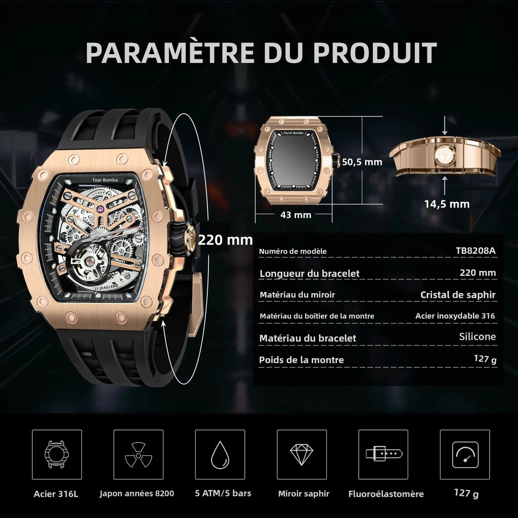 Montre mécanique TSAR BOMBA TB8208A – CLEVI Paris