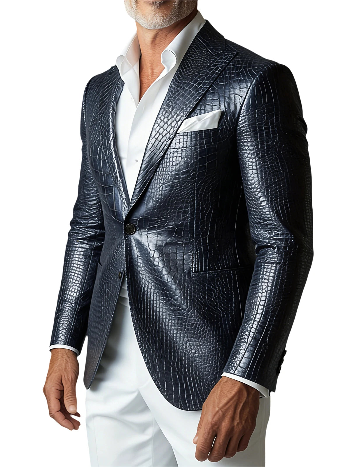 Veste homme en similicuir effet crocodile – CLEVI Paris