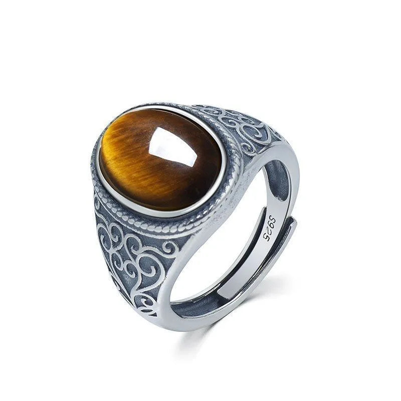 Bague Homme Œil de Tigre Argent 925 – CLEVI Paris