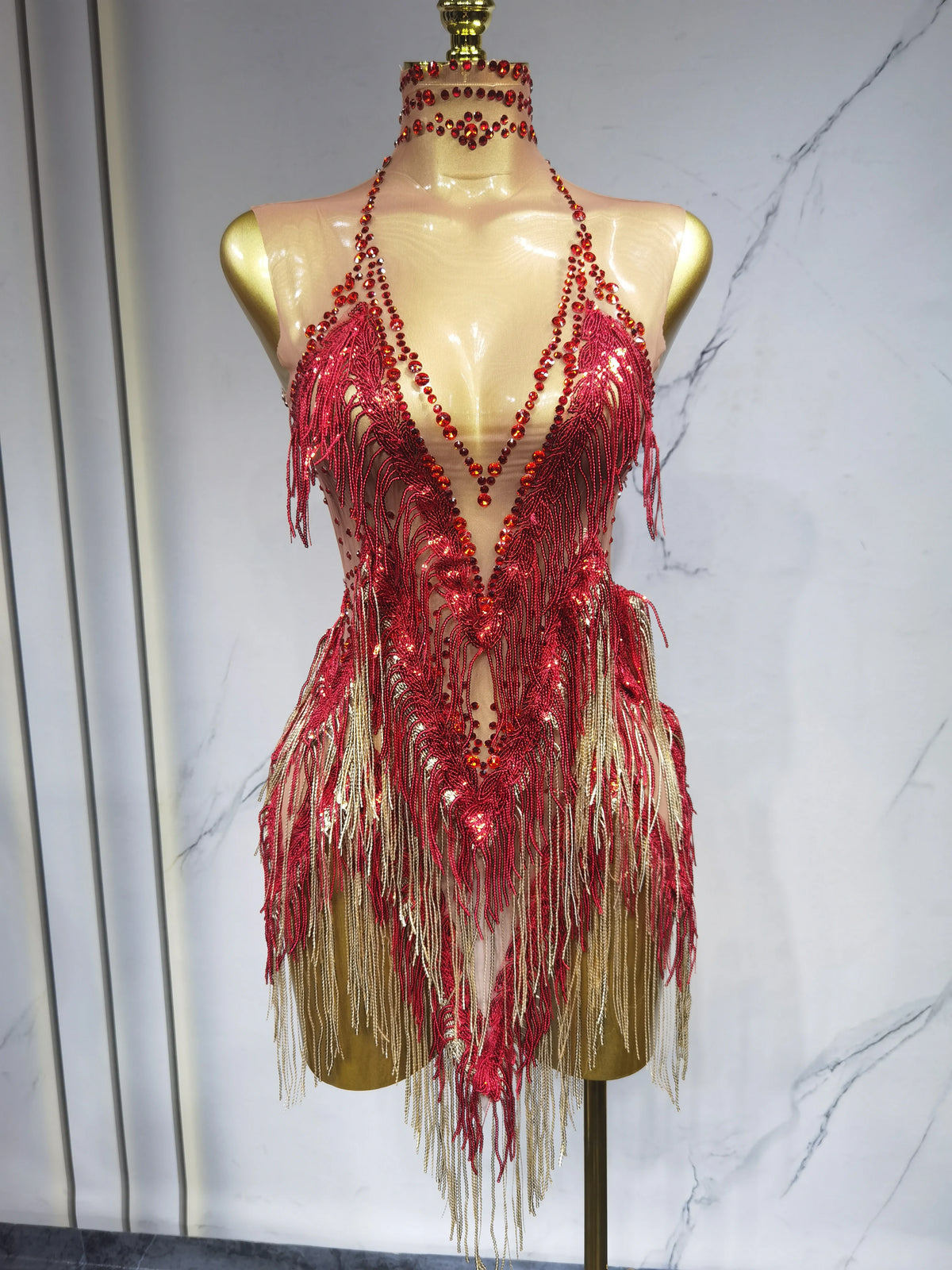 Robe de danse latine à franges – CLEVI Paris
