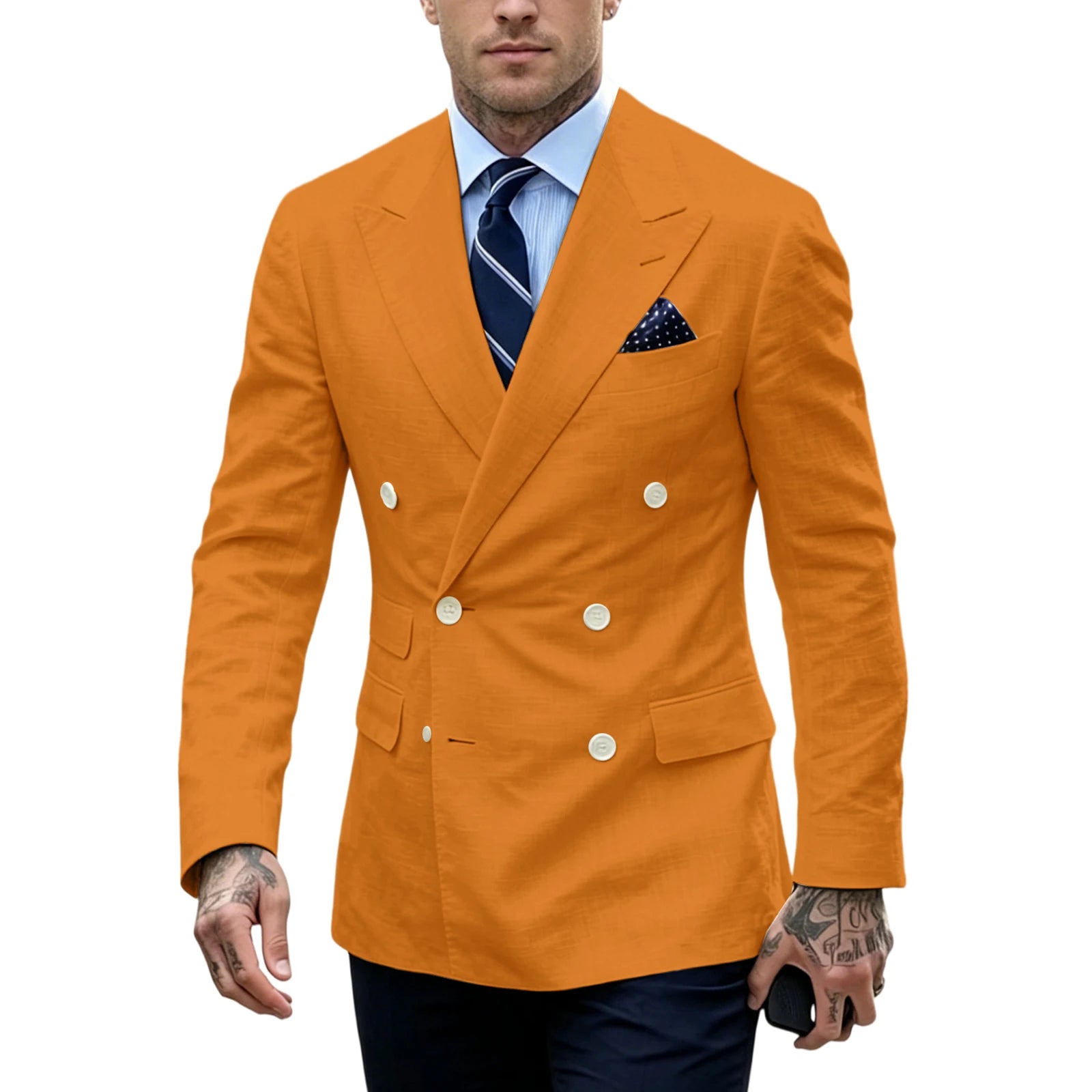 Blazer Homme Double Boutonnage Slim Fit Lin – CLEVI Paris