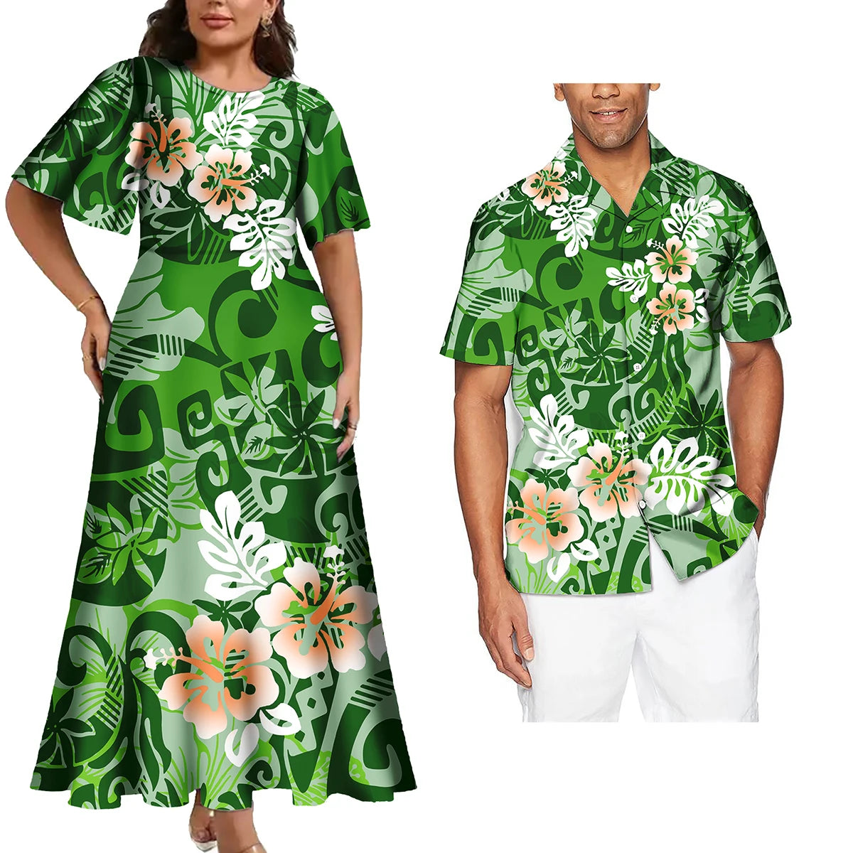 Ensemble Polynésien Tribal Robe & Chemise Hawaïenne Couple – CLEVI Paris