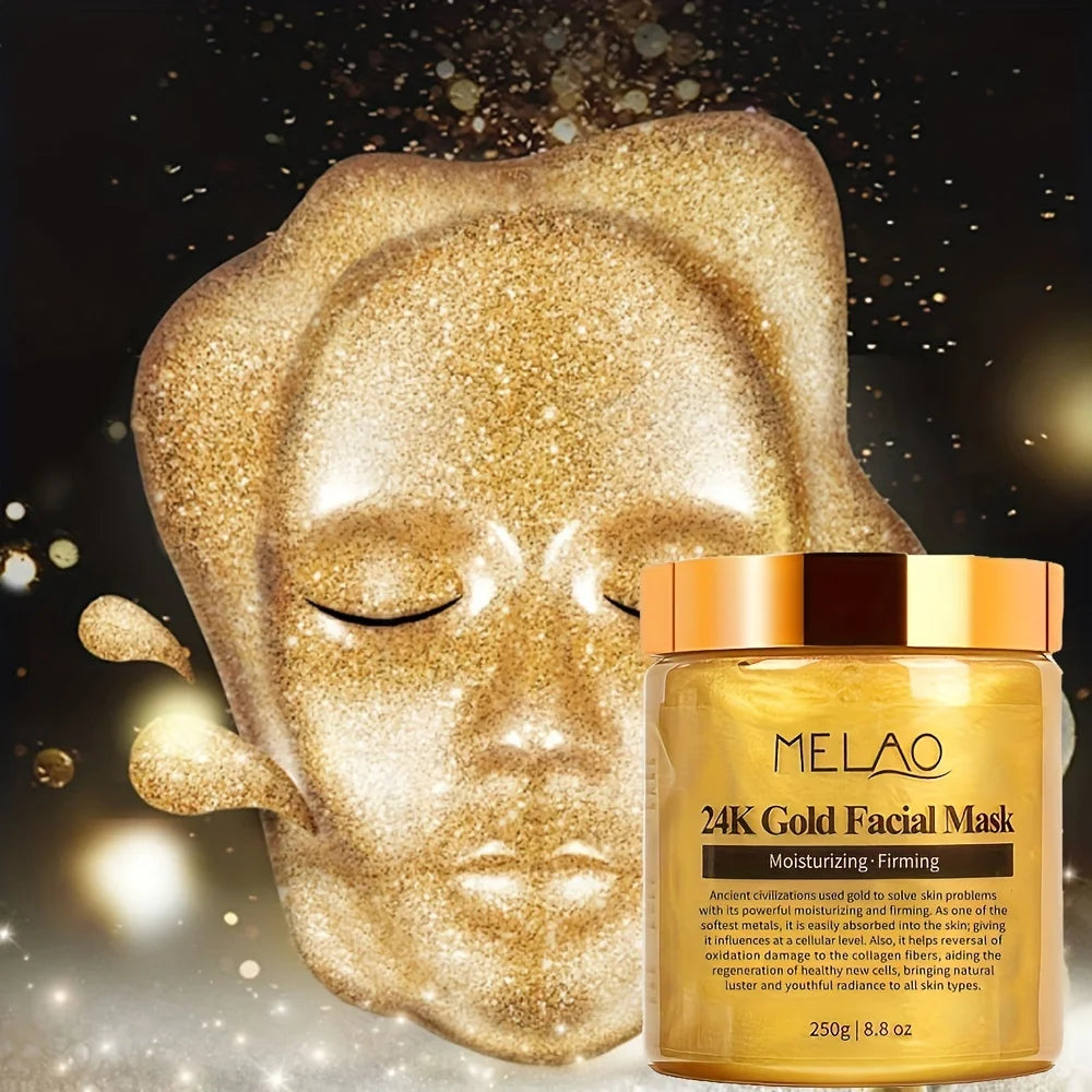 Masque Visage Or 24K MELAO 250g – Collagène, Anti-Âge & Hydratation Profonde – CLEVI Paris