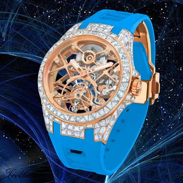 Montre Tourbillon Volant Cristaux Squelette Unisexe – CLEVI Paris