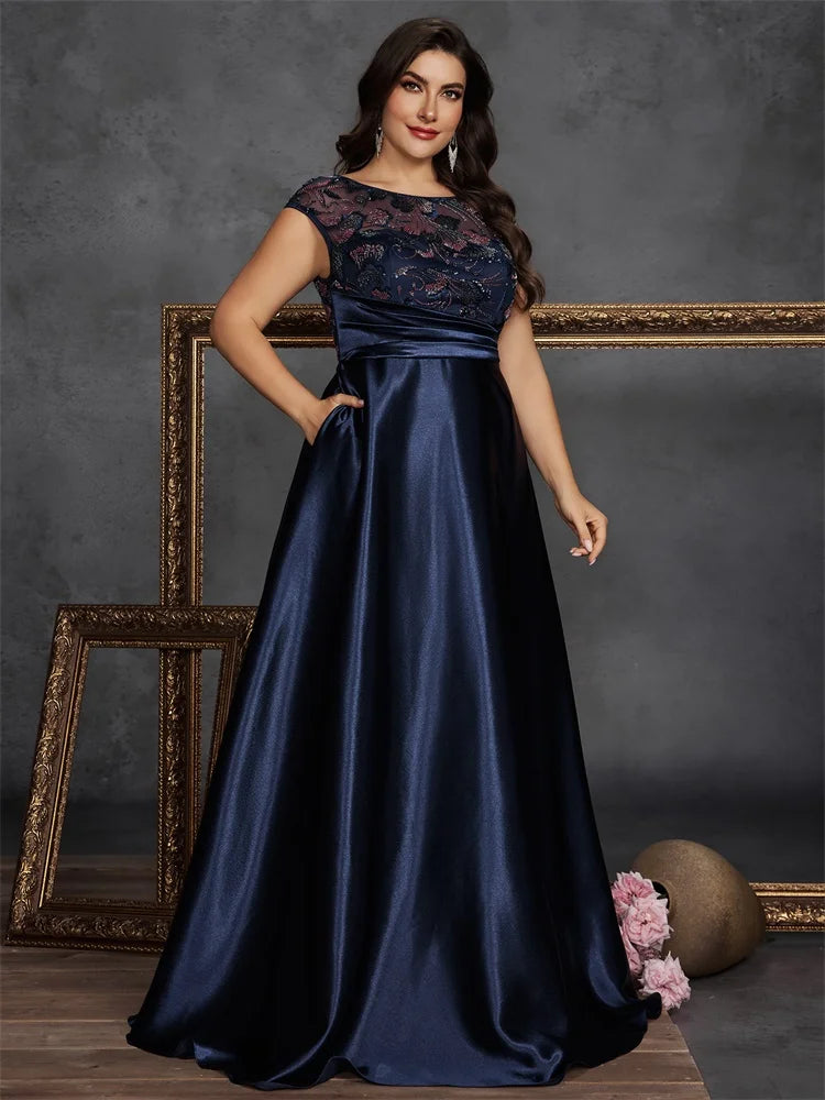 Robe de soirée à sequins col rond sans manches – CLEVI Paris