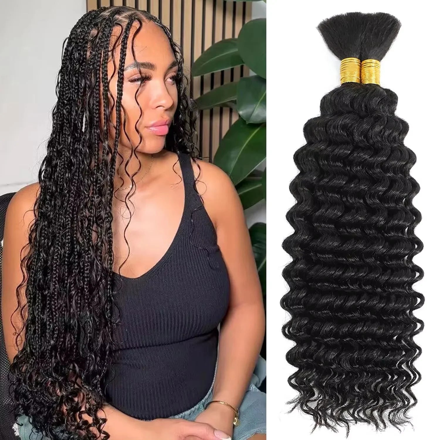 Mèches Tressage Deep Wave Cheveux Humains Brésiliens 100g Sans Trame — Boho Braids & Nattes – CLEVI Paris