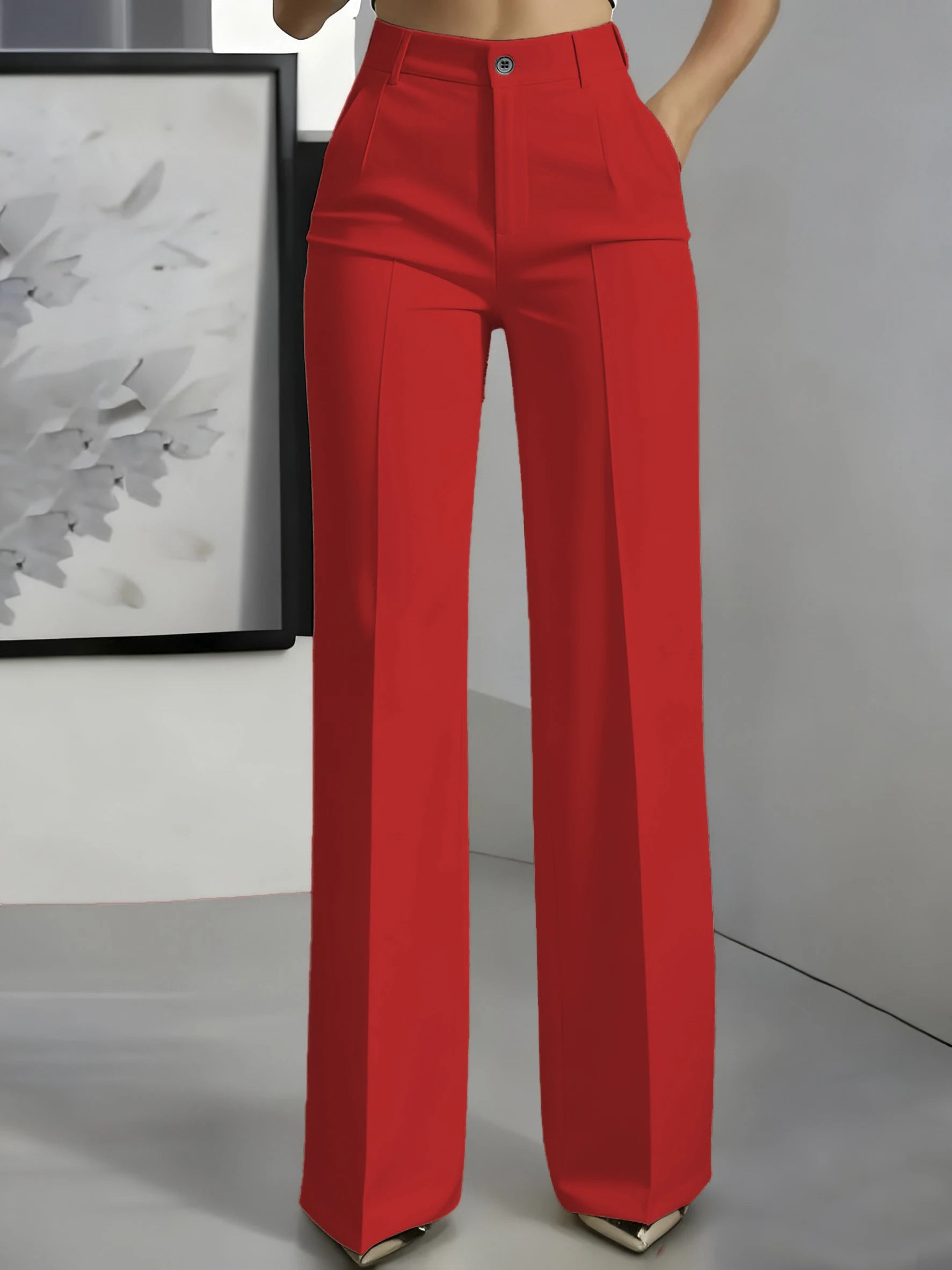 Pantalon Tailleur Femme Taille Haute Coupe Droite Drapée 17 Coloris – CLEVI Paris