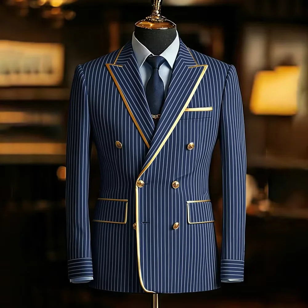 Blazer Croisé Homme Rayures Fines – CLEVI Paris