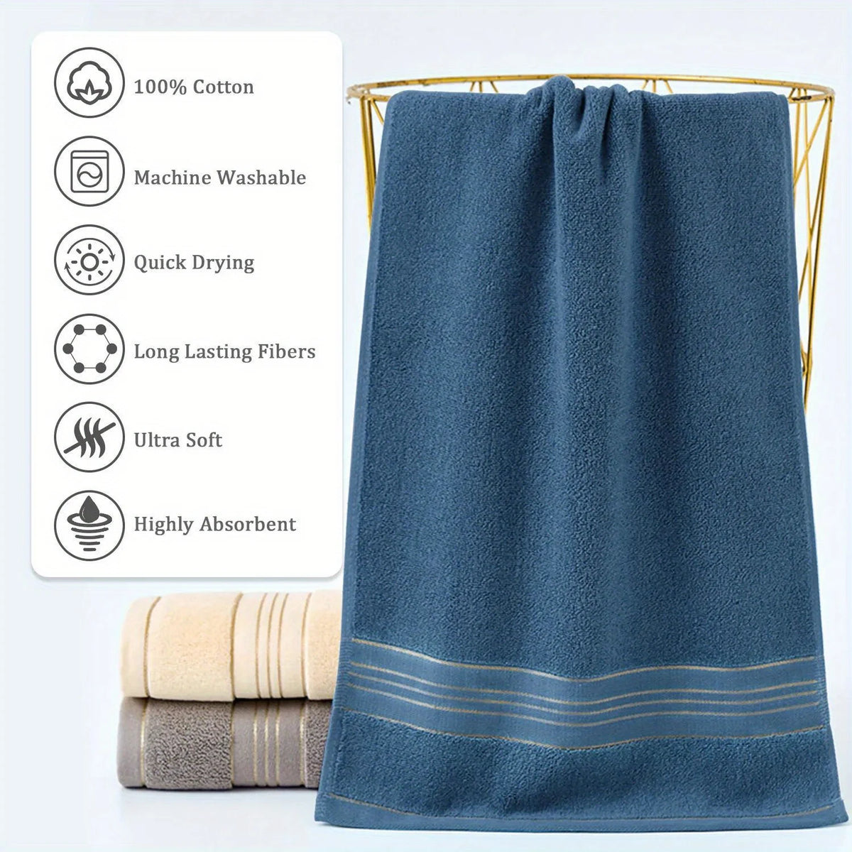 Serviette de bain 100 % coton douce et absorbante – CLEVI Paris