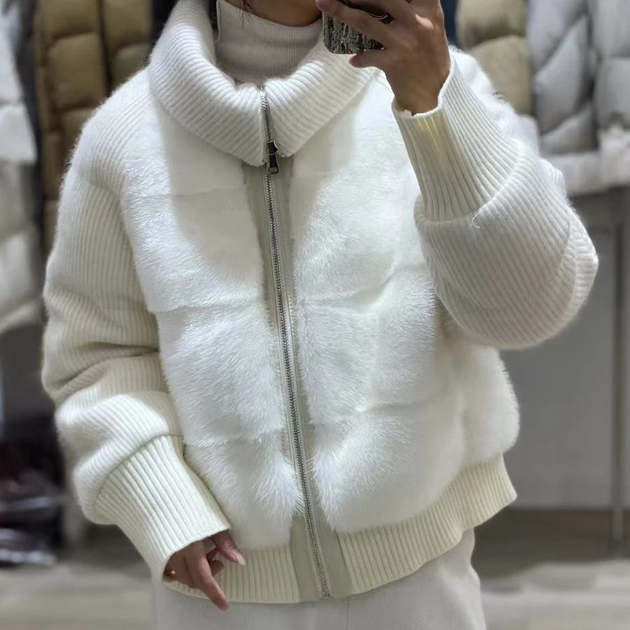 Veste courte femme zippée à grand col – CLEVI Paris