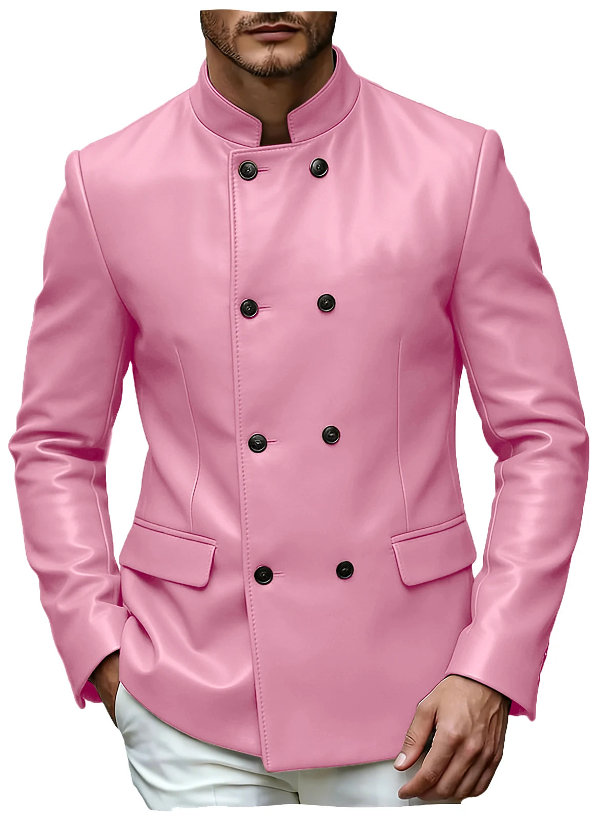 Blazer homme en similicuir, col montant – CLEVI Paris