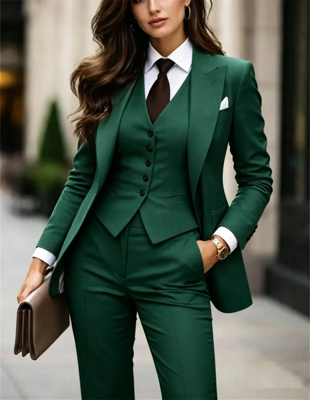 Tailleur 3 pièces femme blazer gilet pantalon – CLEVI Paris