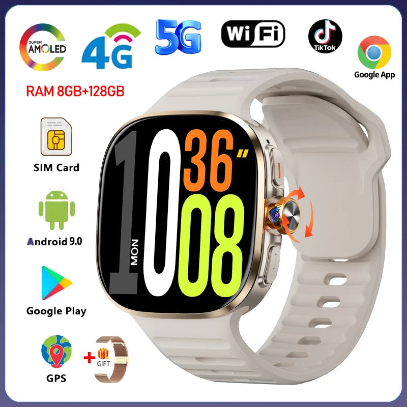 Montre 4G Android 9 AMOLED Caméra 13MP GPS 5 Jours – CLEVI Paris