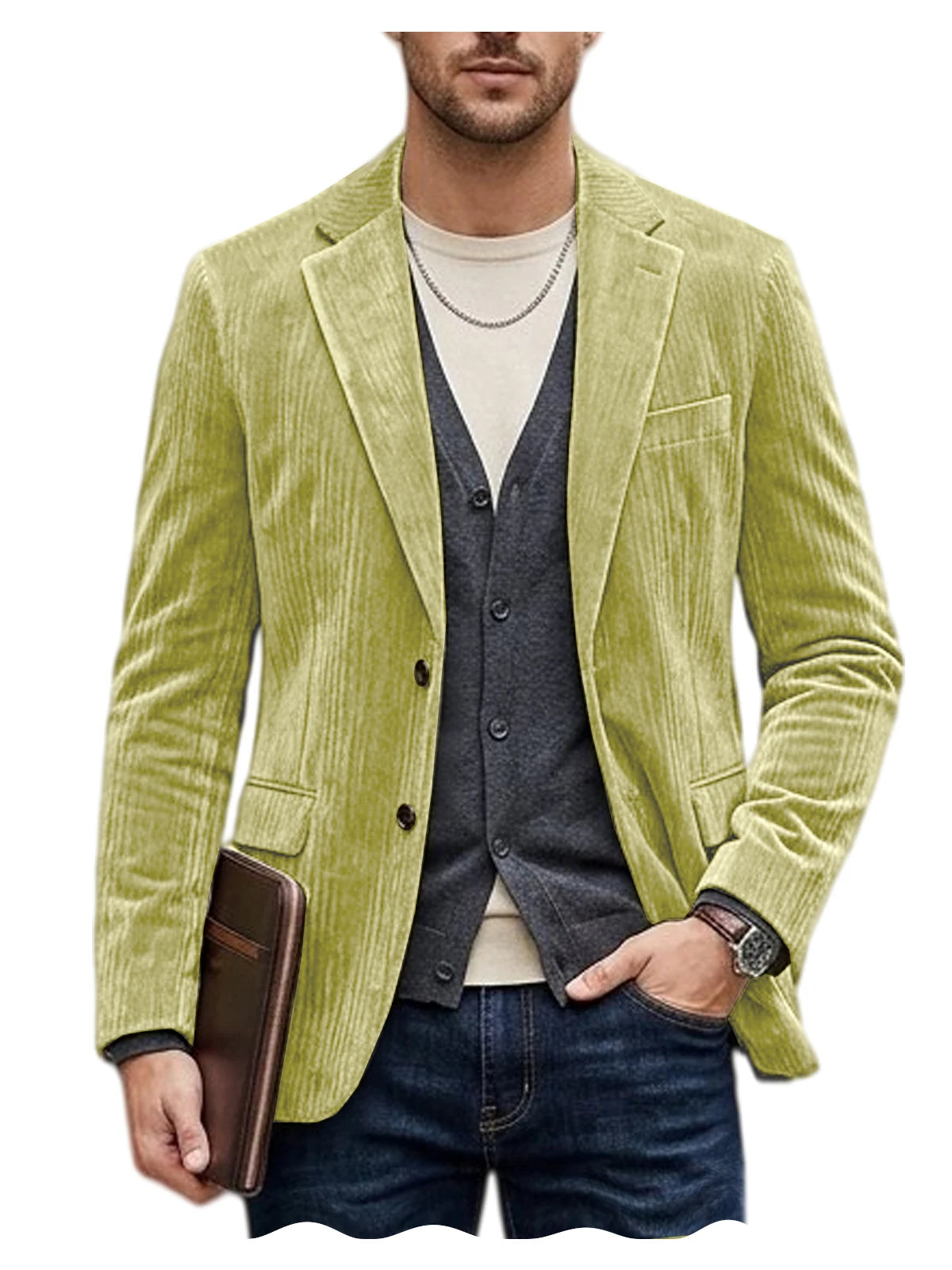 Blazer homme en velours côtelé, coupe ajustée – CLEVI Paris