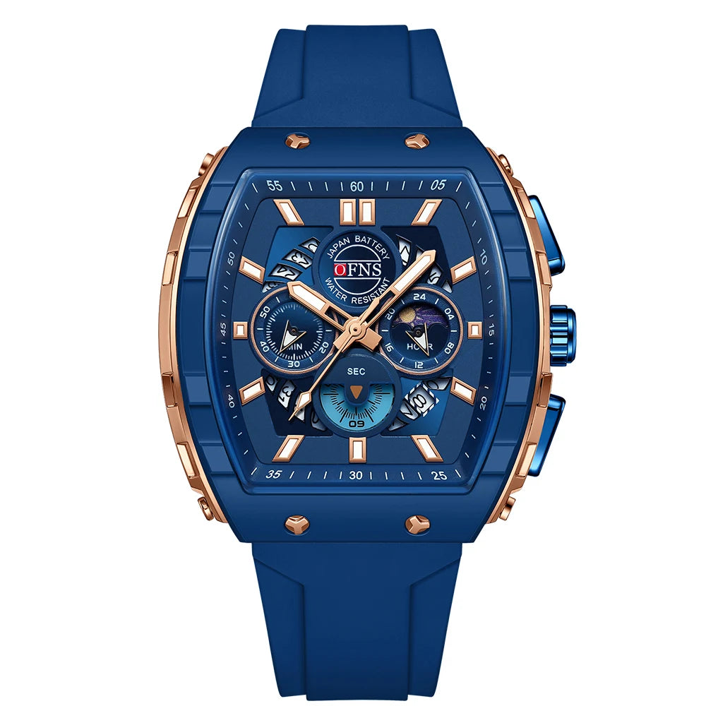 OFNS 1203 Montre Homme Quartz Chronographe Silicone Lumineux Sport – CLEVI Paris