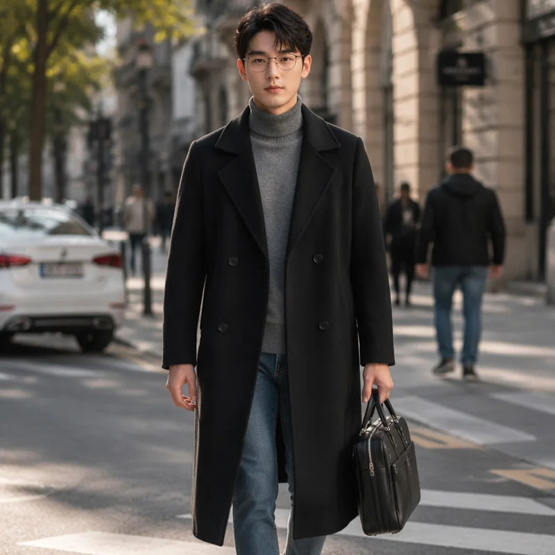 Manteau homme en laine à double boutonnage – CLEVI Paris