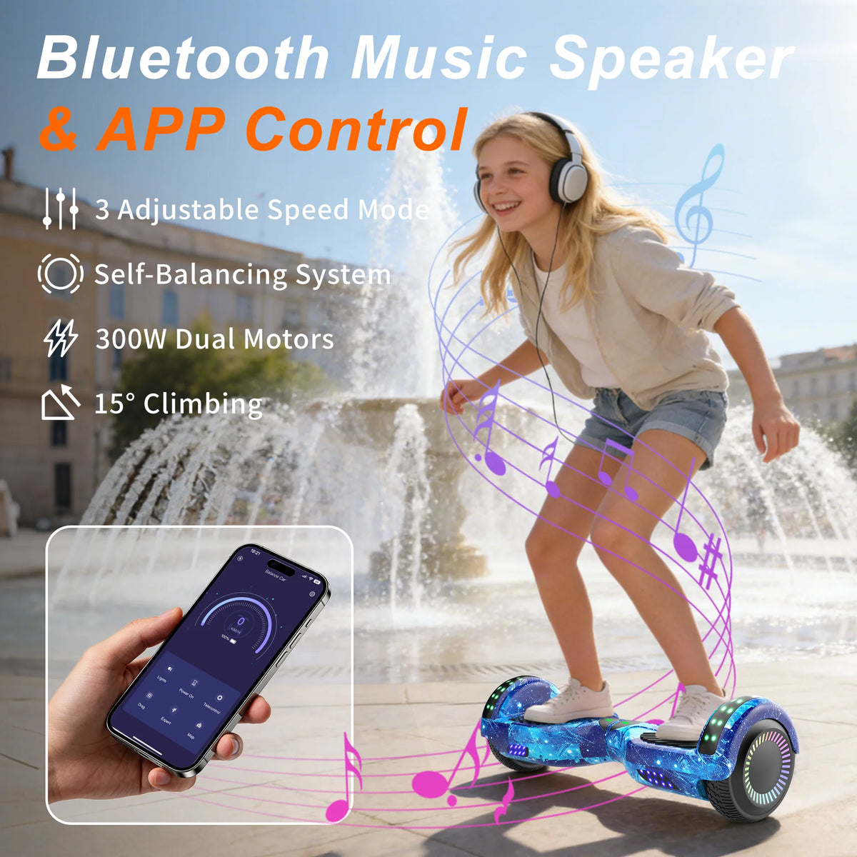 Hoverboard COMMUGO Bluetooth et LED – CLEVI Paris