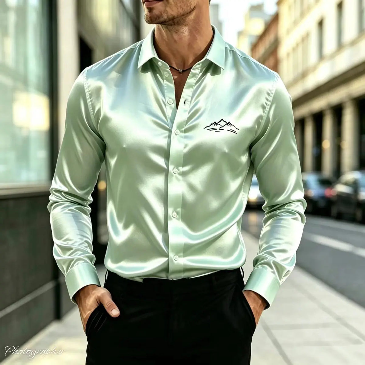 Chemise homme imprimé montagne noire – CLEVI Paris