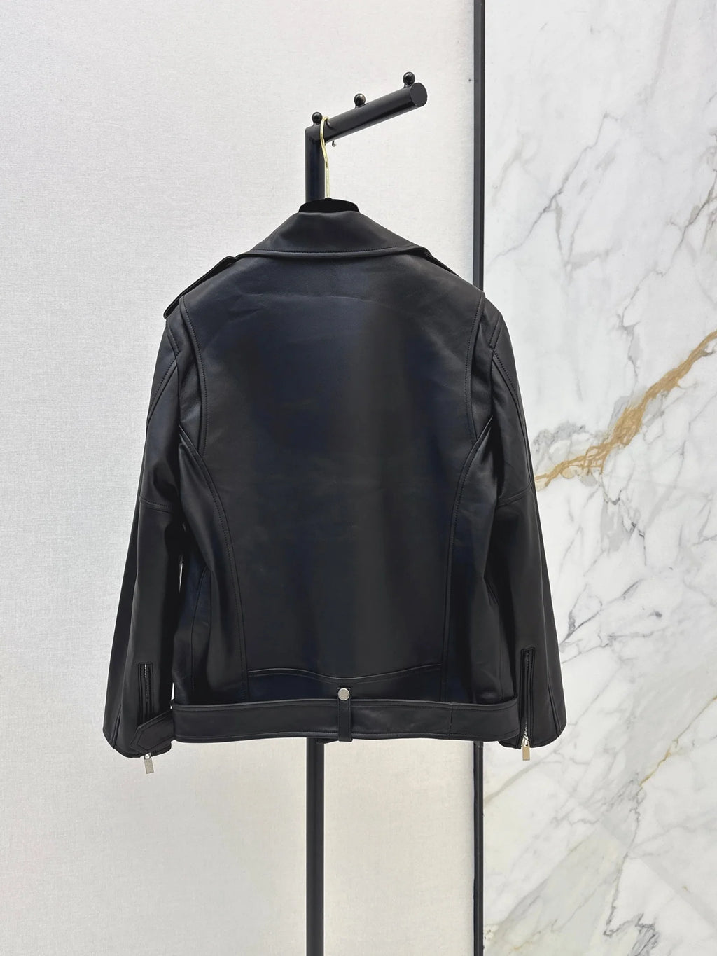 Blouson biker femme en cuir noir – CLEVI Paris