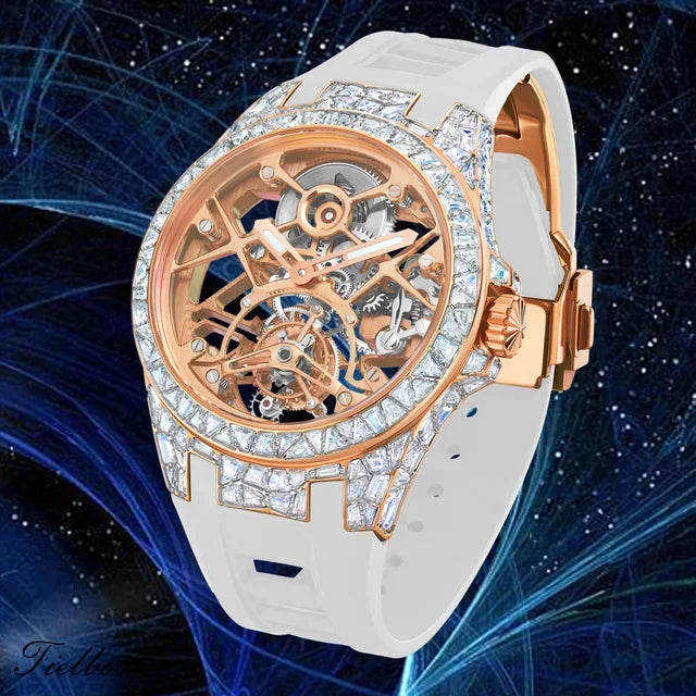 Montre Tourbillon Volant Cristaux Squelette Unisexe – CLEVI Paris